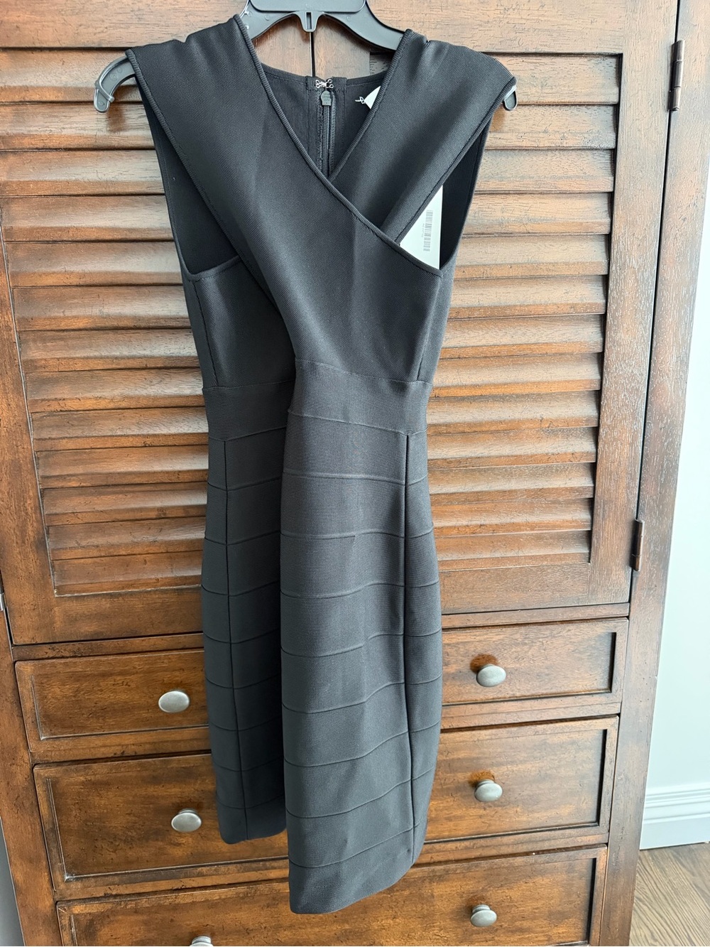 Hervé Léger Black Bandage Bodycon Crossover V Neck Dress Medium